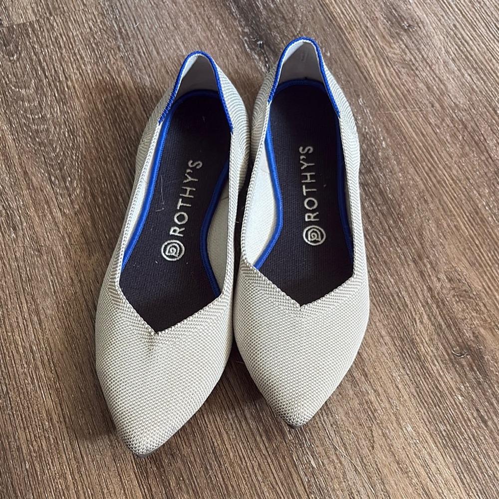 Rothy's Ivory and Blue Women's Flats